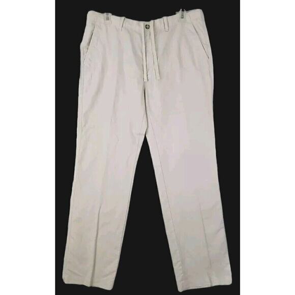 Roundtree & Yorke ~Men's 38x32~ Off-White Linen Blend Comfort Relax Casual Pants - Picture 9 of 11